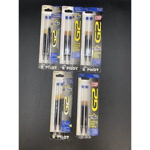 Pilot G2 Gel Ink Refill Rolling Ball Pens Fine Point Blue Ink 77241 LOT 5